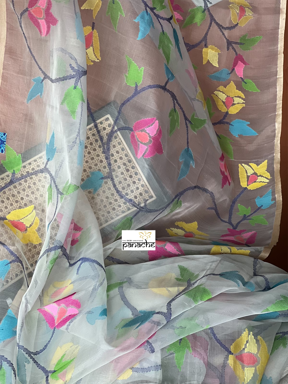 Muslin Tantuj Jamdaani- Off-White Jangla