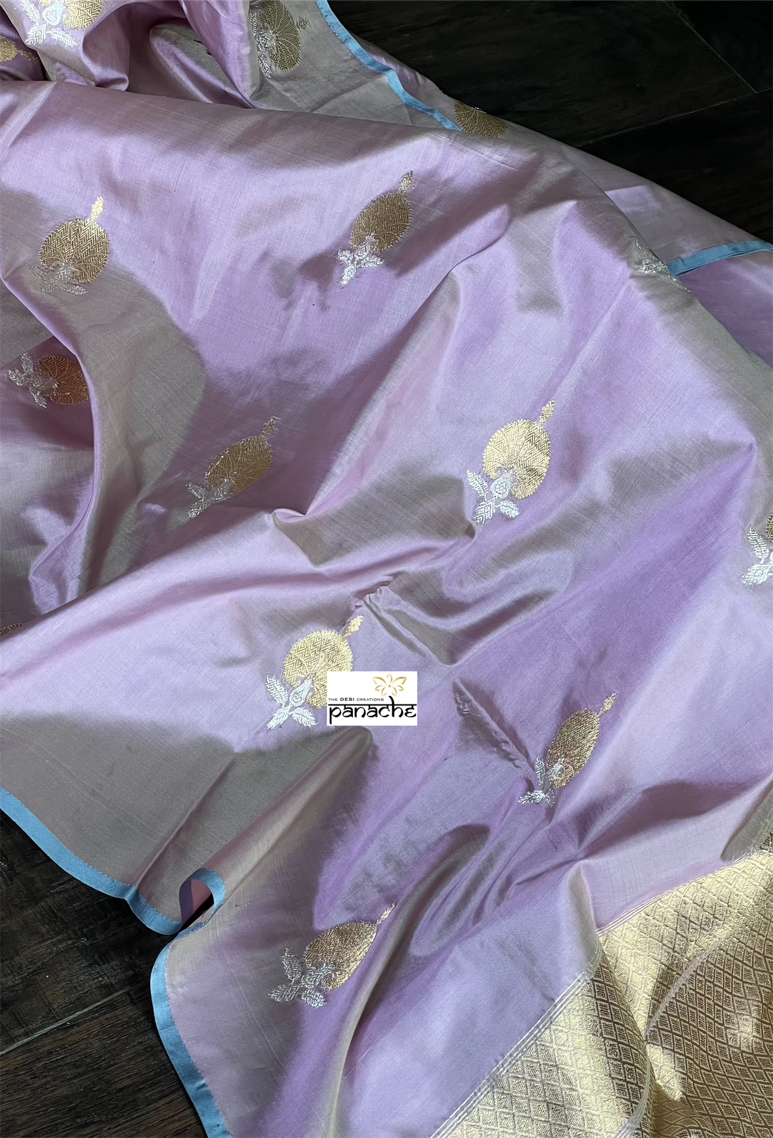 Pure Katan Silk Banarasi - Pastel Mauve Kadwa