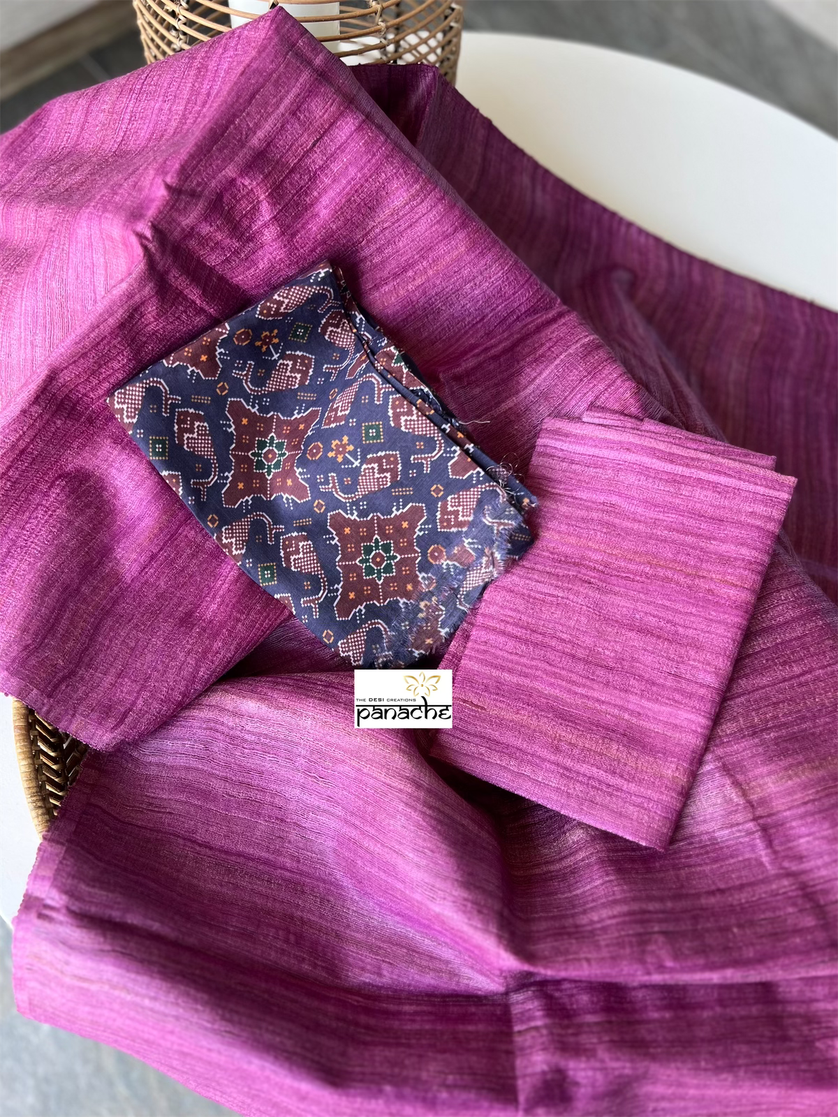Tussar Gicha Silk - Magenta
