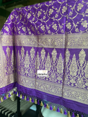 Katan Silk Banarasi -  Purple Jaal Woven
