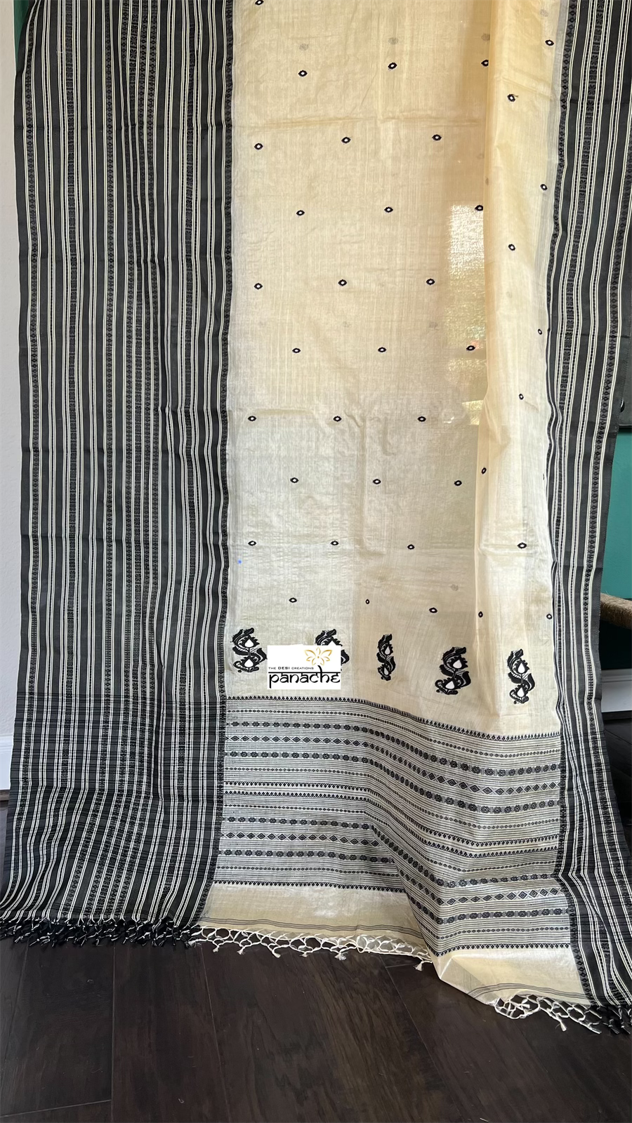 Pure Gachi Tussar Silk - Cream Black