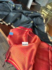 Pure Raw Silk - Black Red
