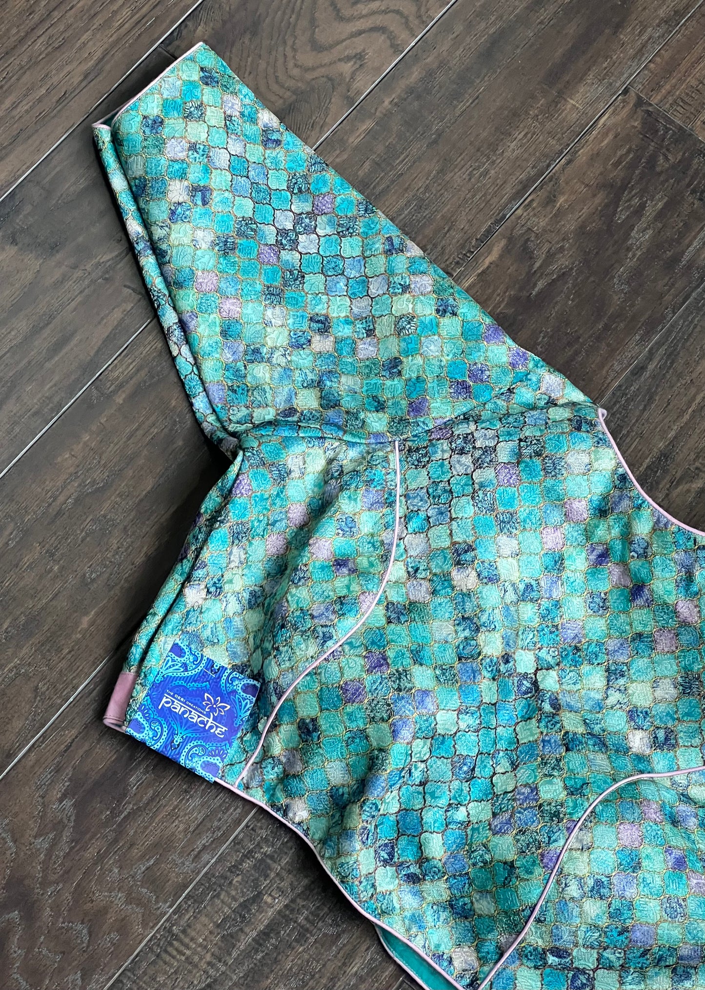 Designer Blouse - Sea Green Pink