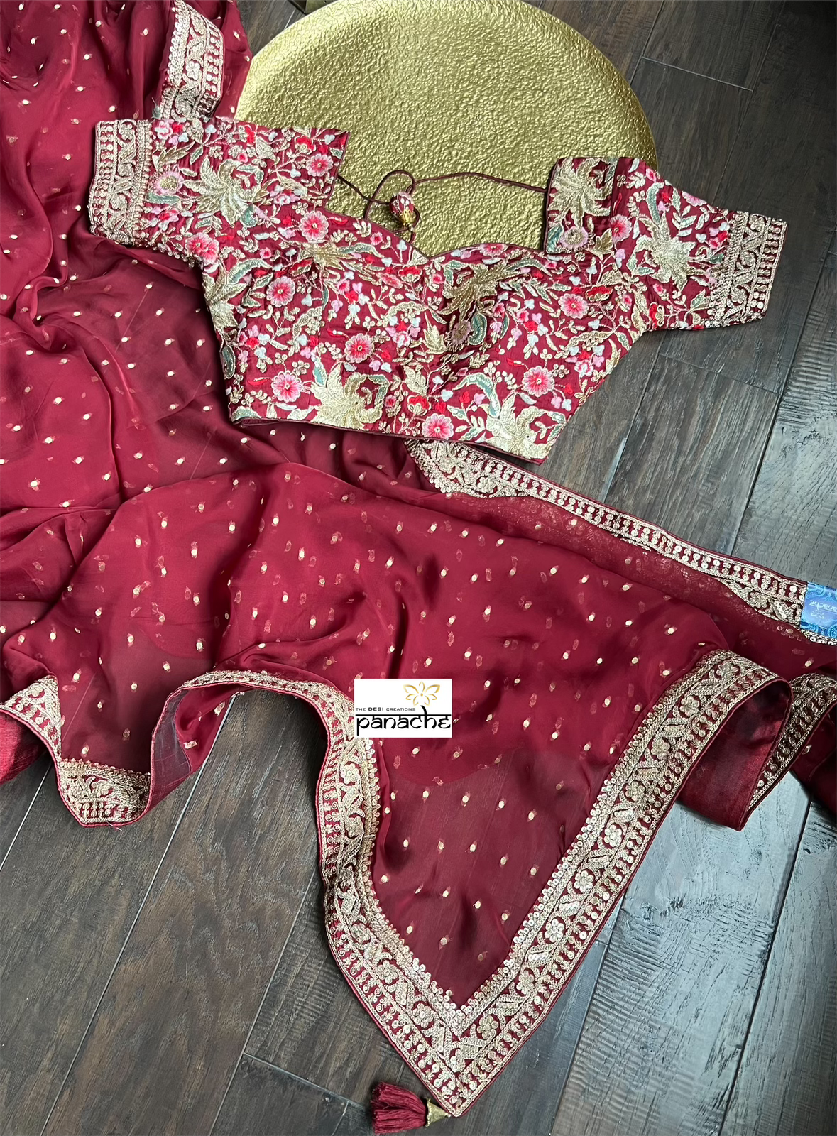 Designer Saree Blouse Pair - Maroon Wine