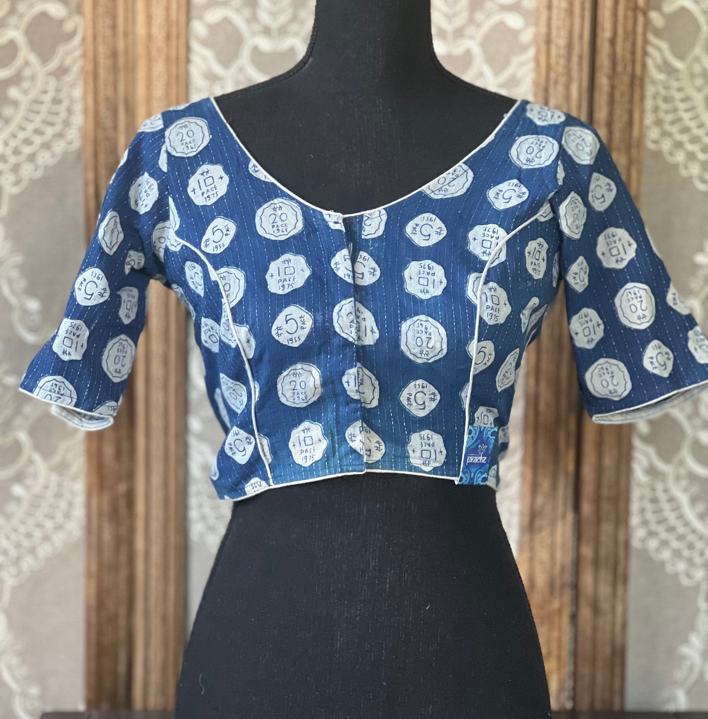 Designer Blouse - Indigo Blue coin
