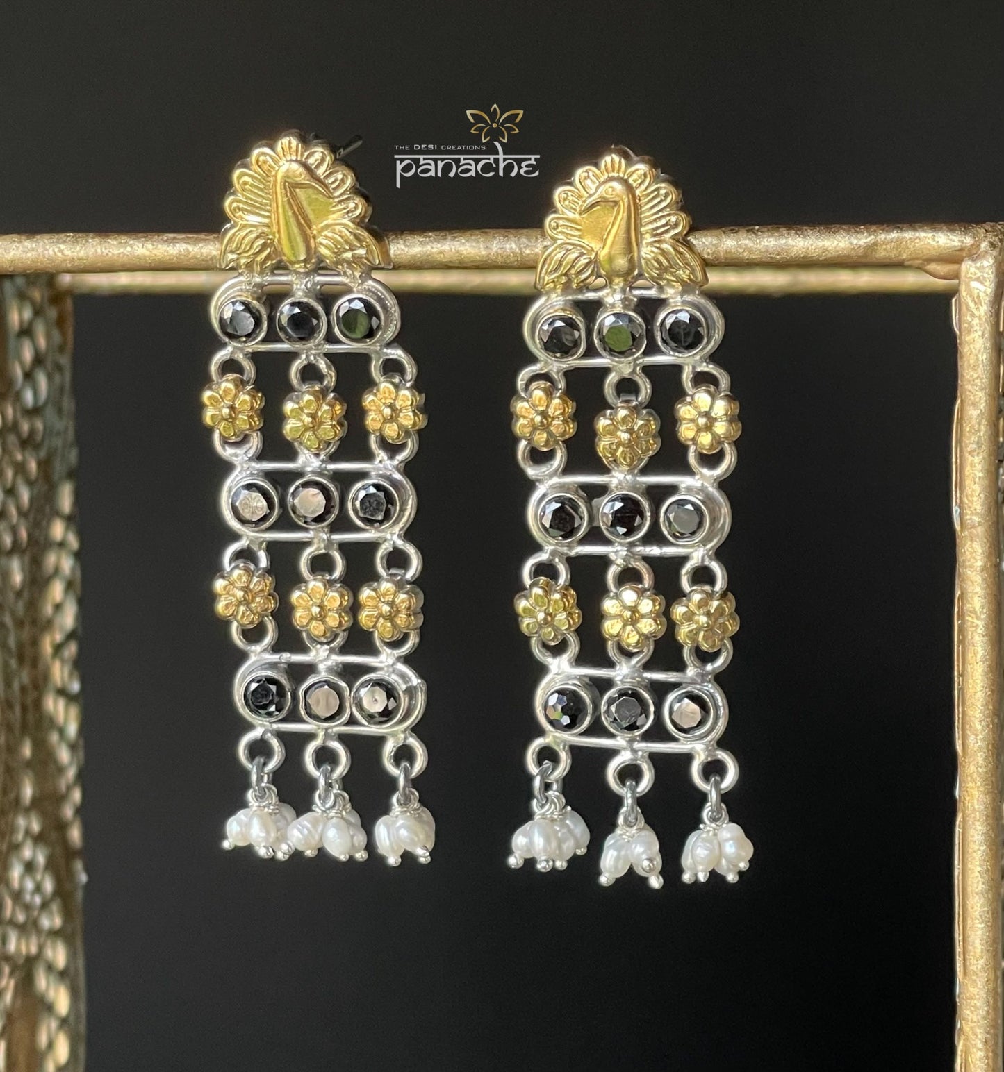 Earring 925 Silver- Peacock Onyx