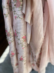 Embroidered Linen Silk- Blush Pink