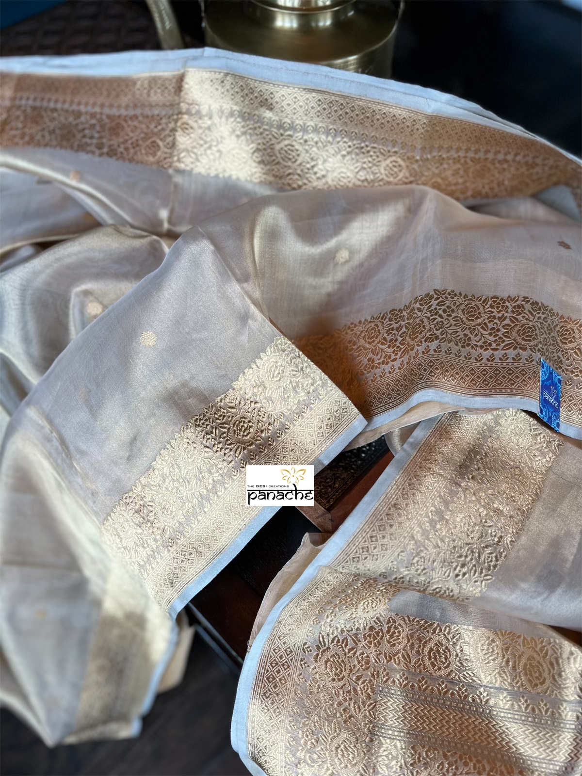 Pure Tissue Silk Banarasi - Beige Gold