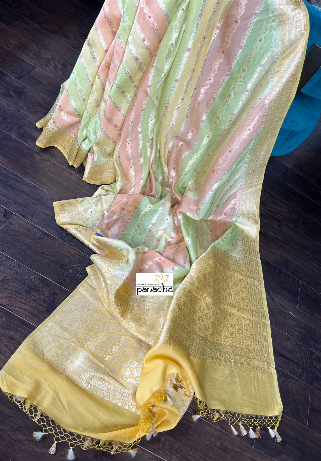 Soft Muga MulMul Banarasi - Yellow Rangkat