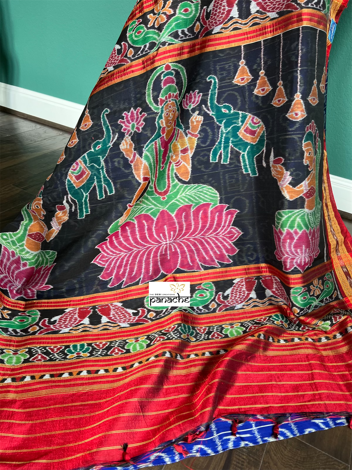 Pure Silk Sambalpuri Double ikat - Royal Blue Maroon
