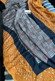 Modal Silk Ajrakh Bandhej - Light Brown
