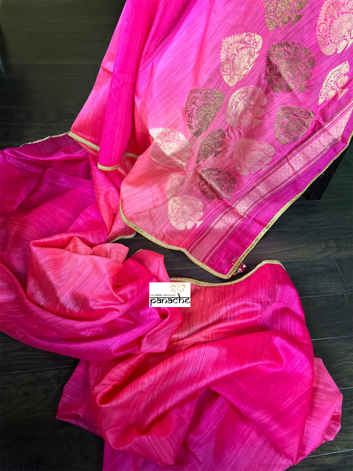 Designer Matka Silk Banarasi - Hot Pink Shaded