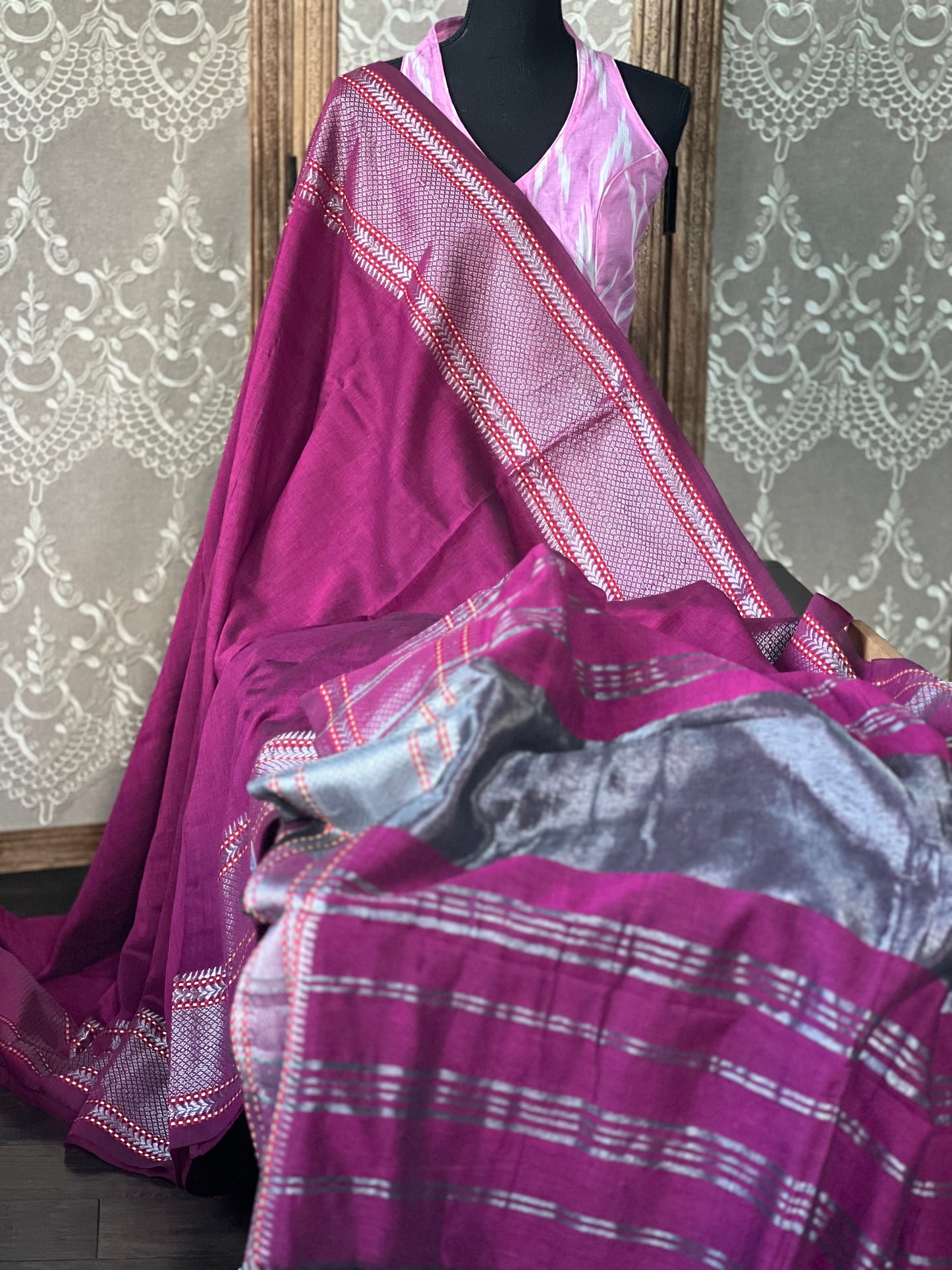 Soft Cotton Saree - Magenta