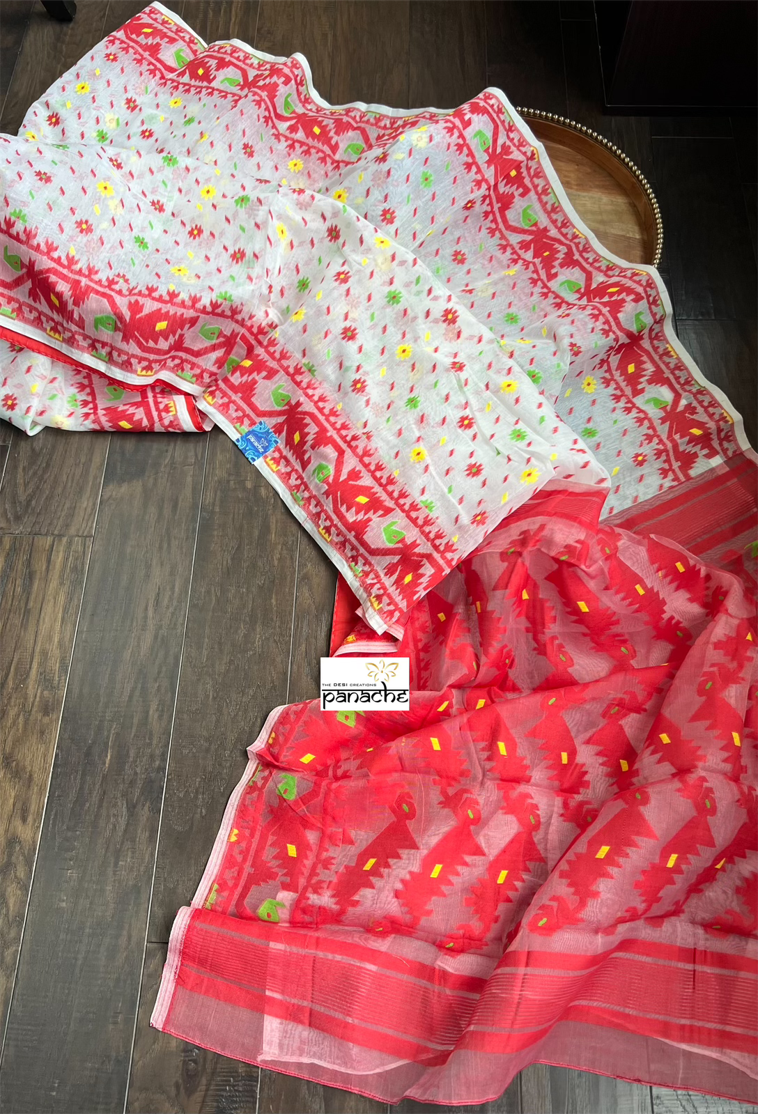 Soft Cotton Jamdaani - Off-White Red