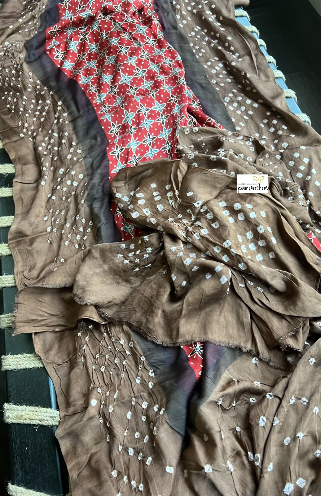 Modal Silk Ajrakh Bandhej - Red Brown