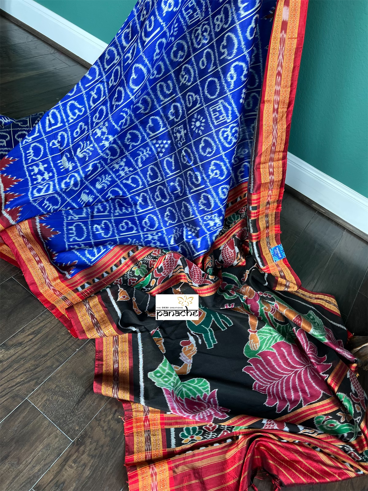 Pure Silk Sambalpuri Double ikat - Royal Blue Maroon