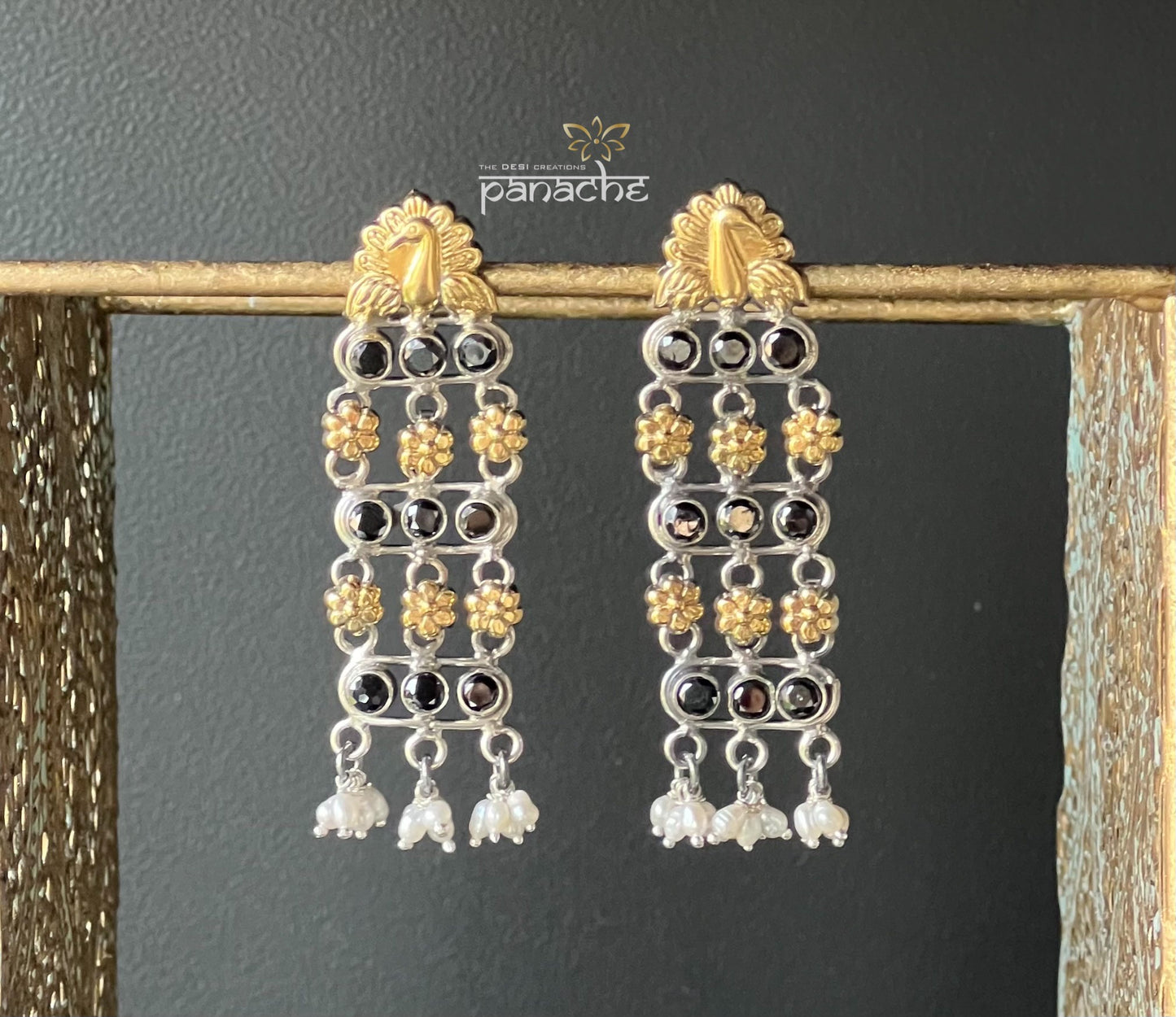 Earring 925 Silver- Peacock Onyx