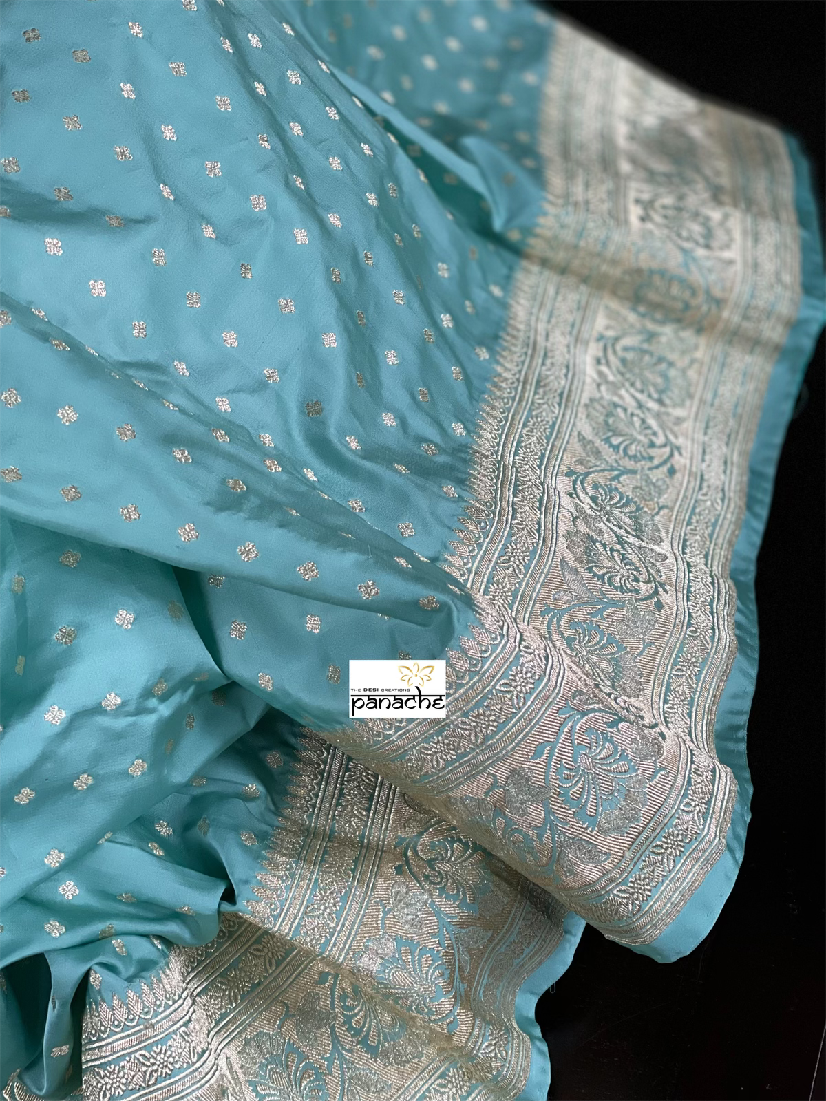 Pure Silk Banarasi- Light Sea green Gold Zari