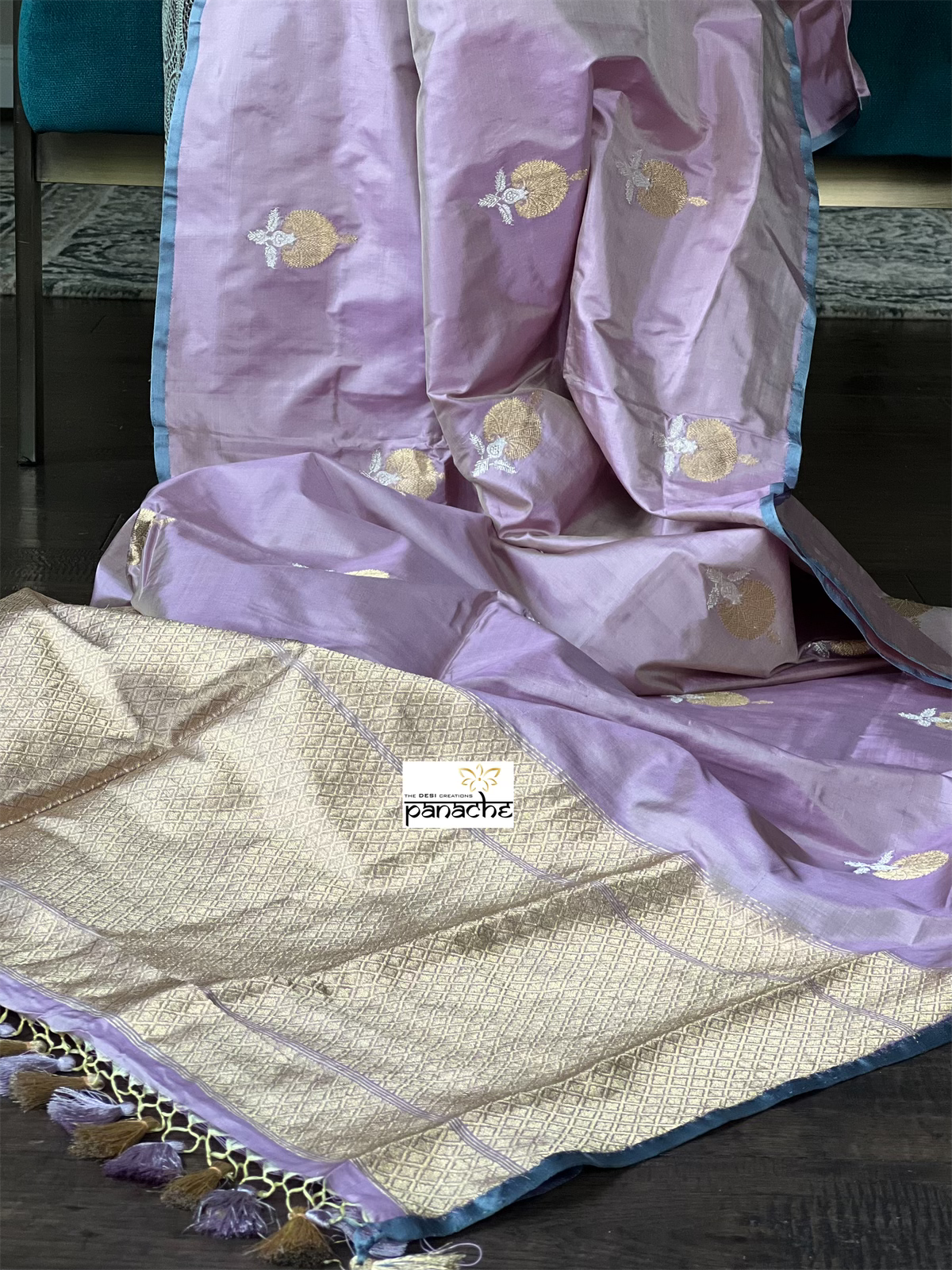Pure Katan Silk Banarasi - Pastel Mauve Kadwa