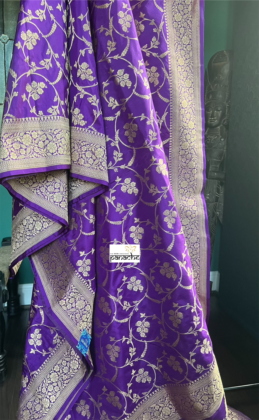Katan Silk Banarasi - Purple Jaal Woven