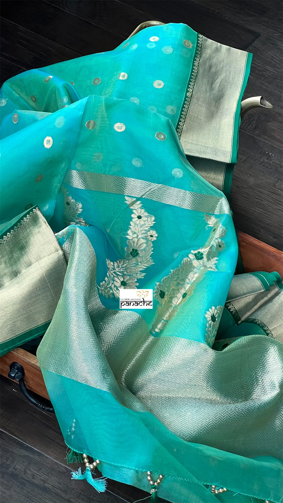 Chanderi Organza Silk - Sea Green Eknalya woven