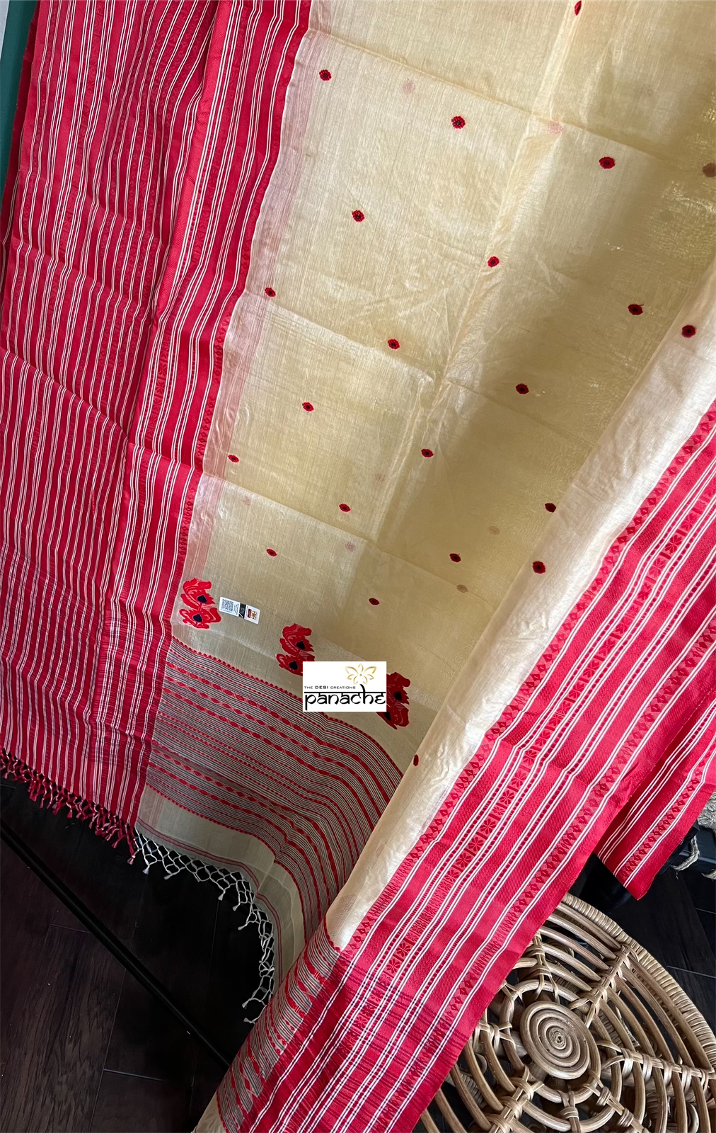 Pure Gachi Tussar Silk - Cream Red