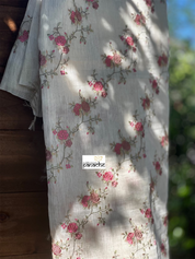 Embroidered Linen Silk- Off White