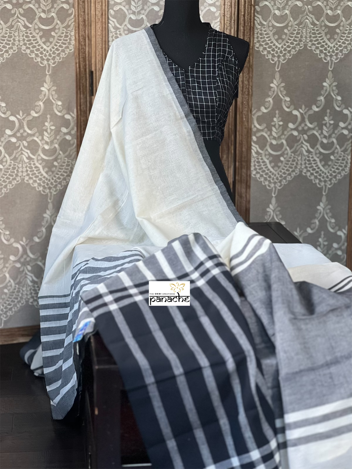 Designer Blouse - Black White Checkered