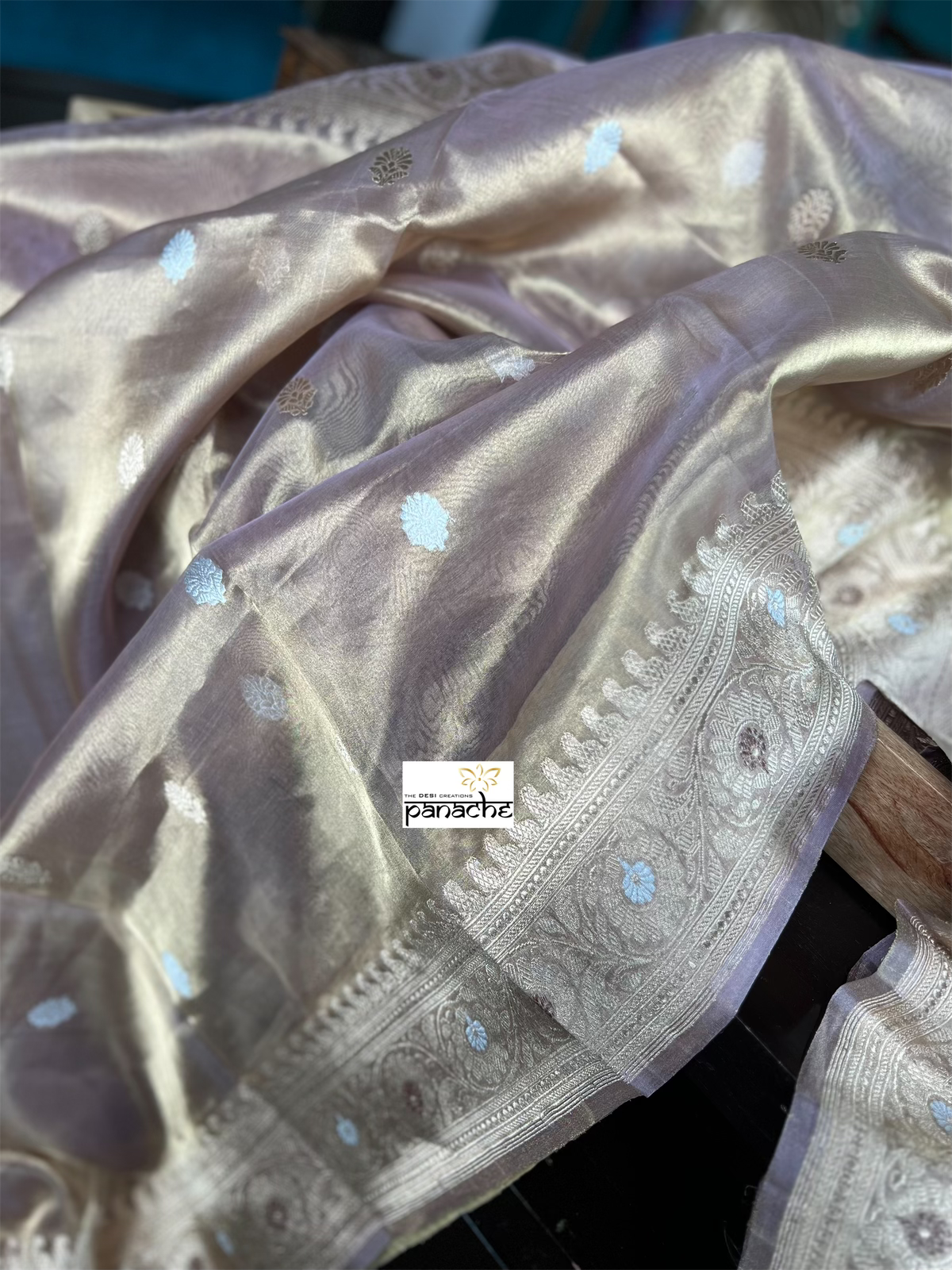 Pure Tissue Silk Banarasi - Light Golden Purple