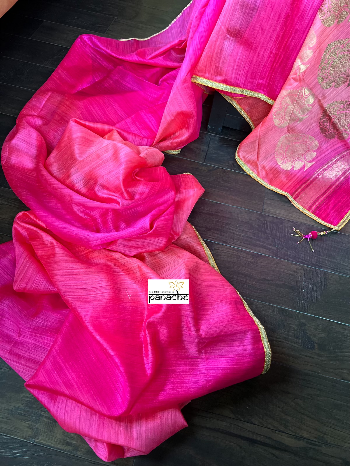 Designer Matka Silk Banarasi - Hot Pink Shaded