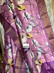 Pure Tussar Silk - Pink Purple Digital Printed