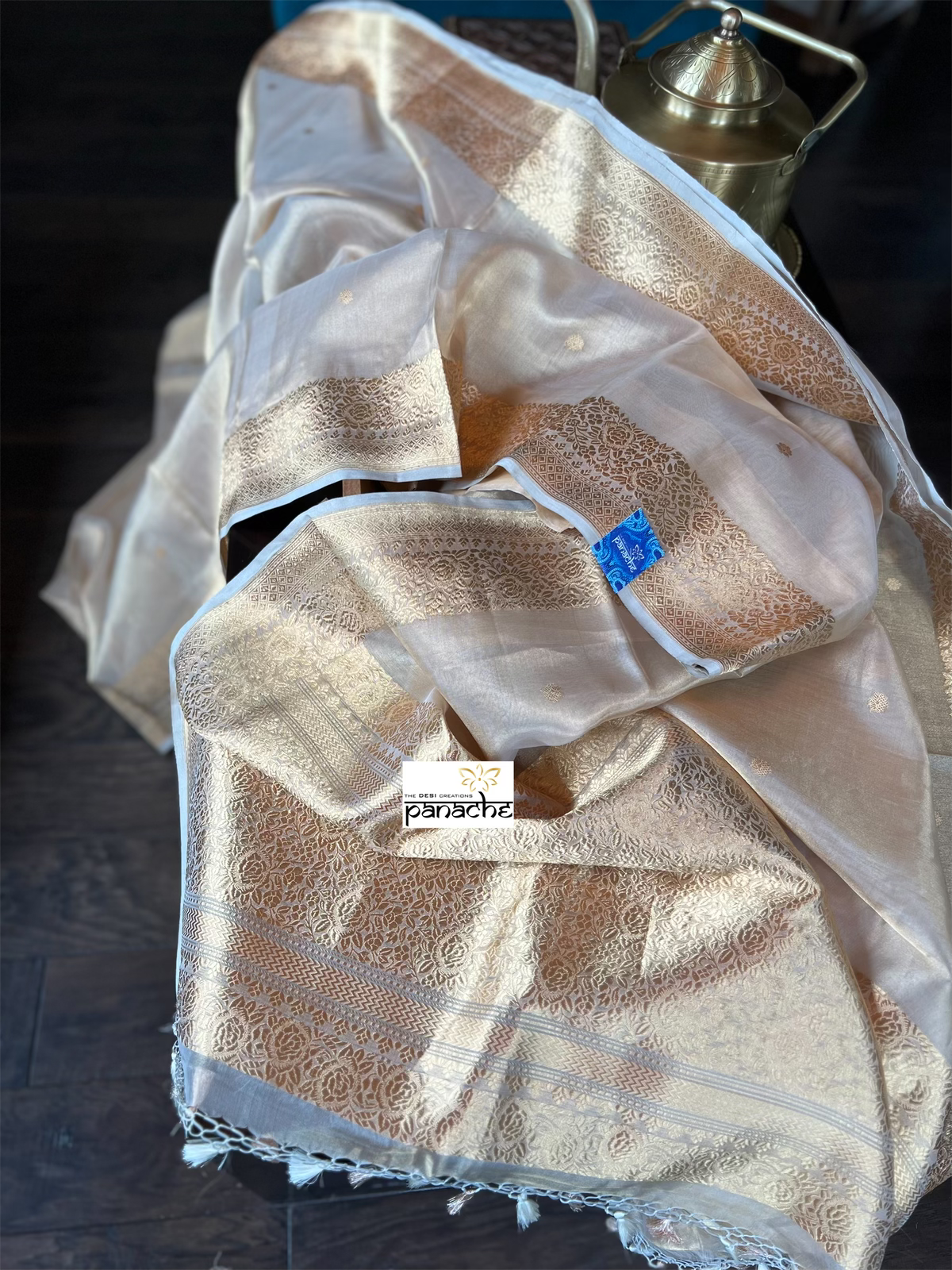 Pure Tissue Silk Banarasi - Beige Gold