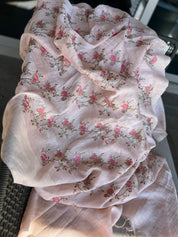 Embroidered Linen Silk- Blush Pink