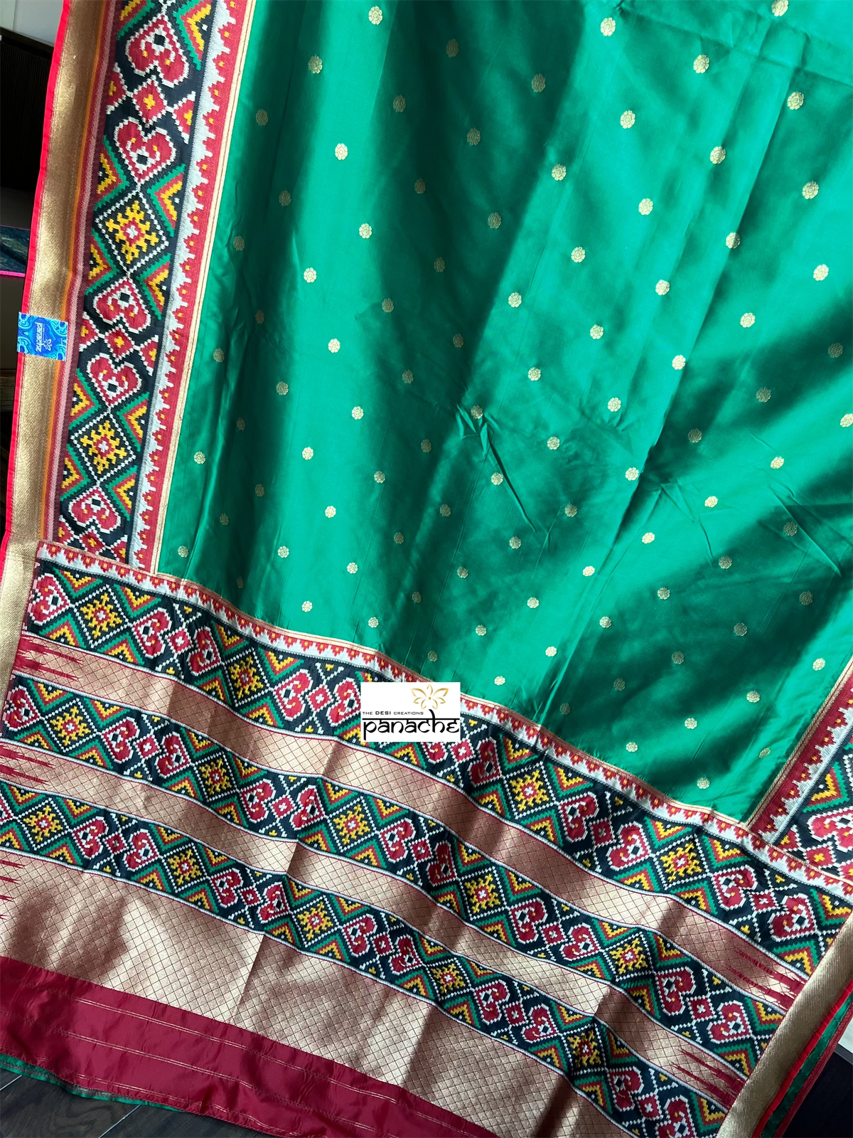 Soft Silk Patola Banarasi - Green Red Antique Golden Zari