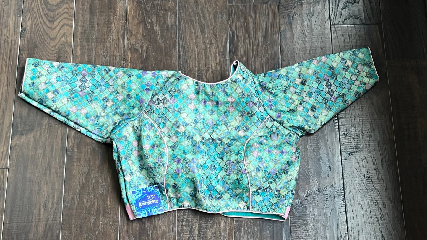 Designer Blouse - Sea Green Pink