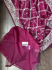 Designer Organza - Wine color embroidered