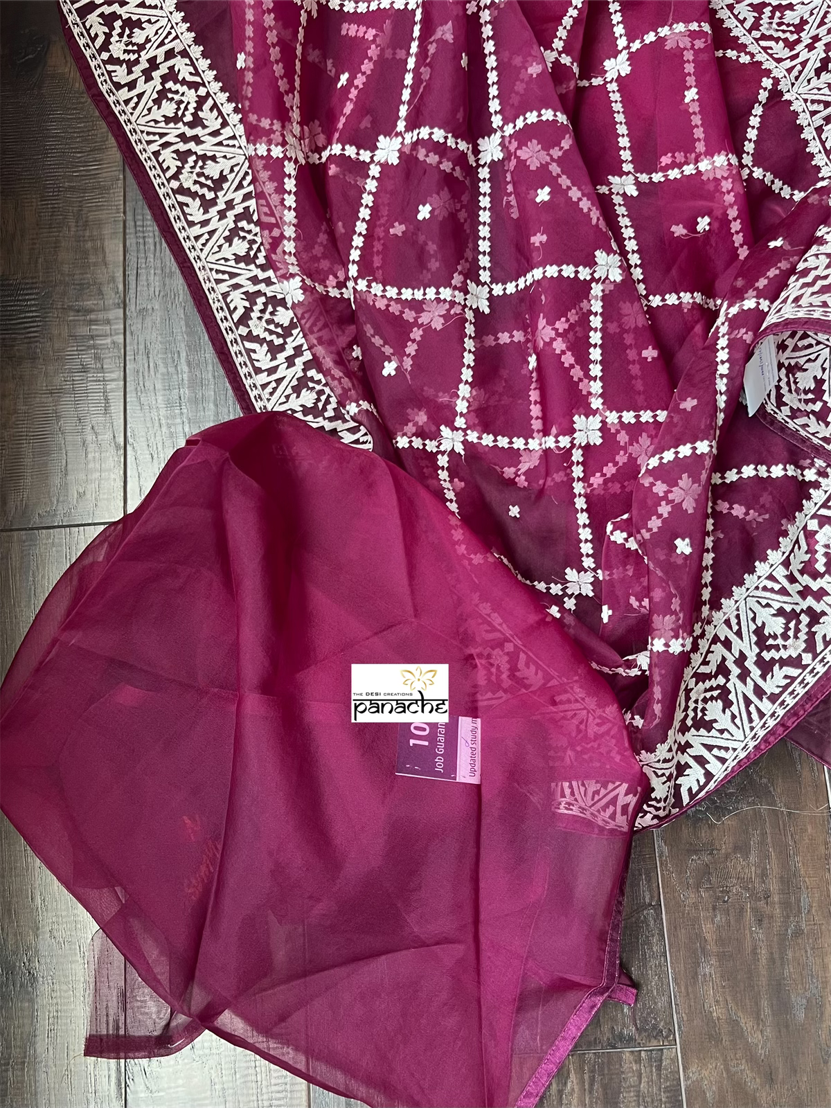 Designer Organza - Wine color embroidered