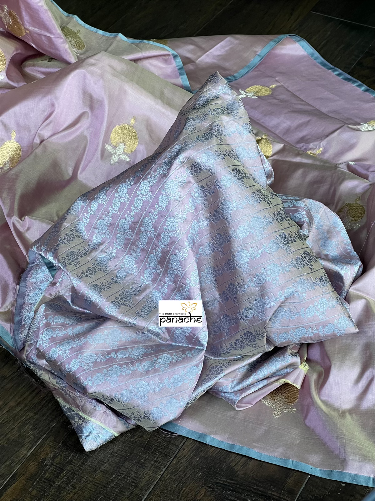 Pure Katan Silk Banarasi - Pastel Mauve Kadwa