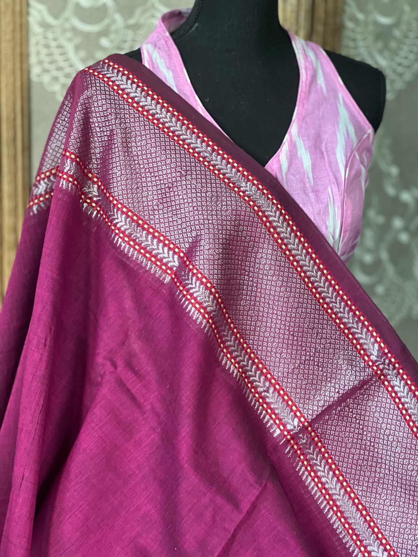 Soft Cotton Saree - Magenta