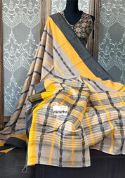 Designer Blouse - Ochre Yellow Black Ajrakh