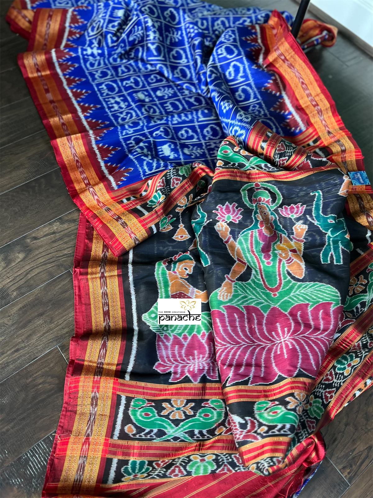 Pure Silk Sambalpuri Double ikat - Royal Blue Maroon