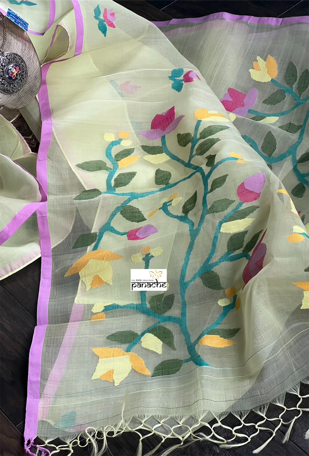 Muslin Tantuj Jamdaani- Light Butter Yellow