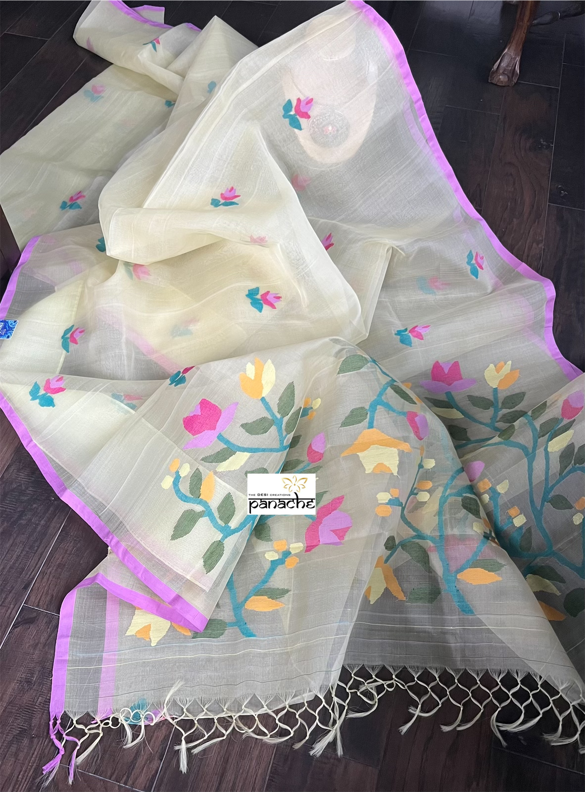 Muslin Tantuj Jamdaani- Light Butter Yellow