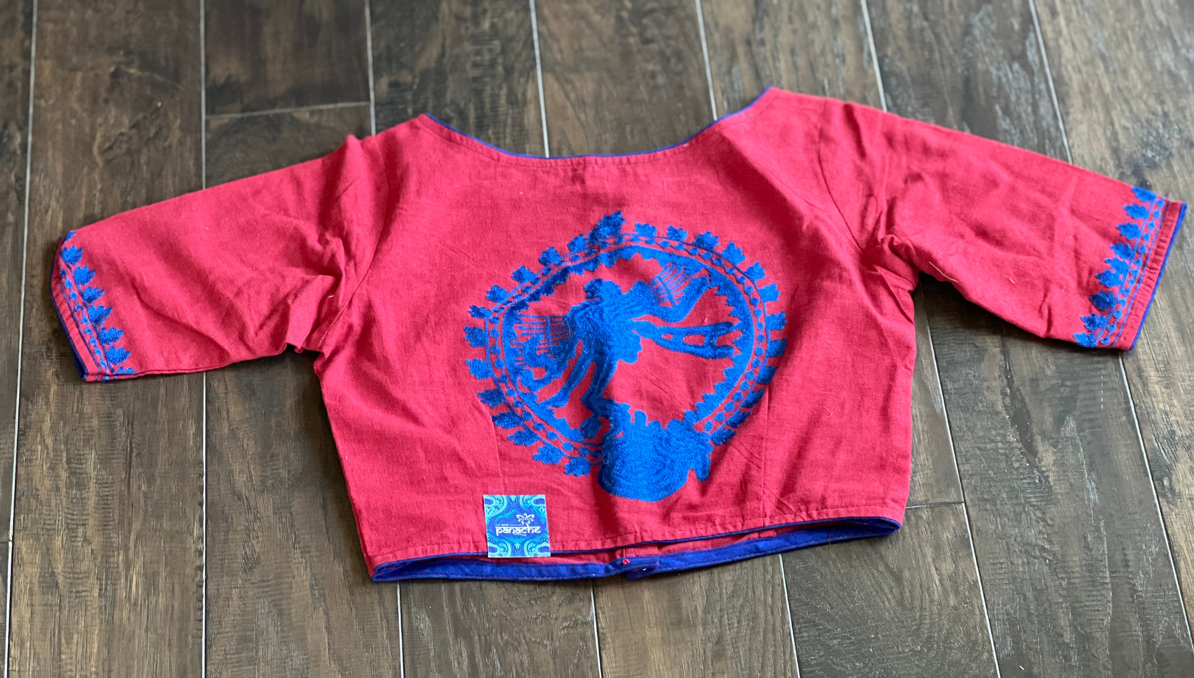 Designer Blouse - Red Maroon Royal Blue