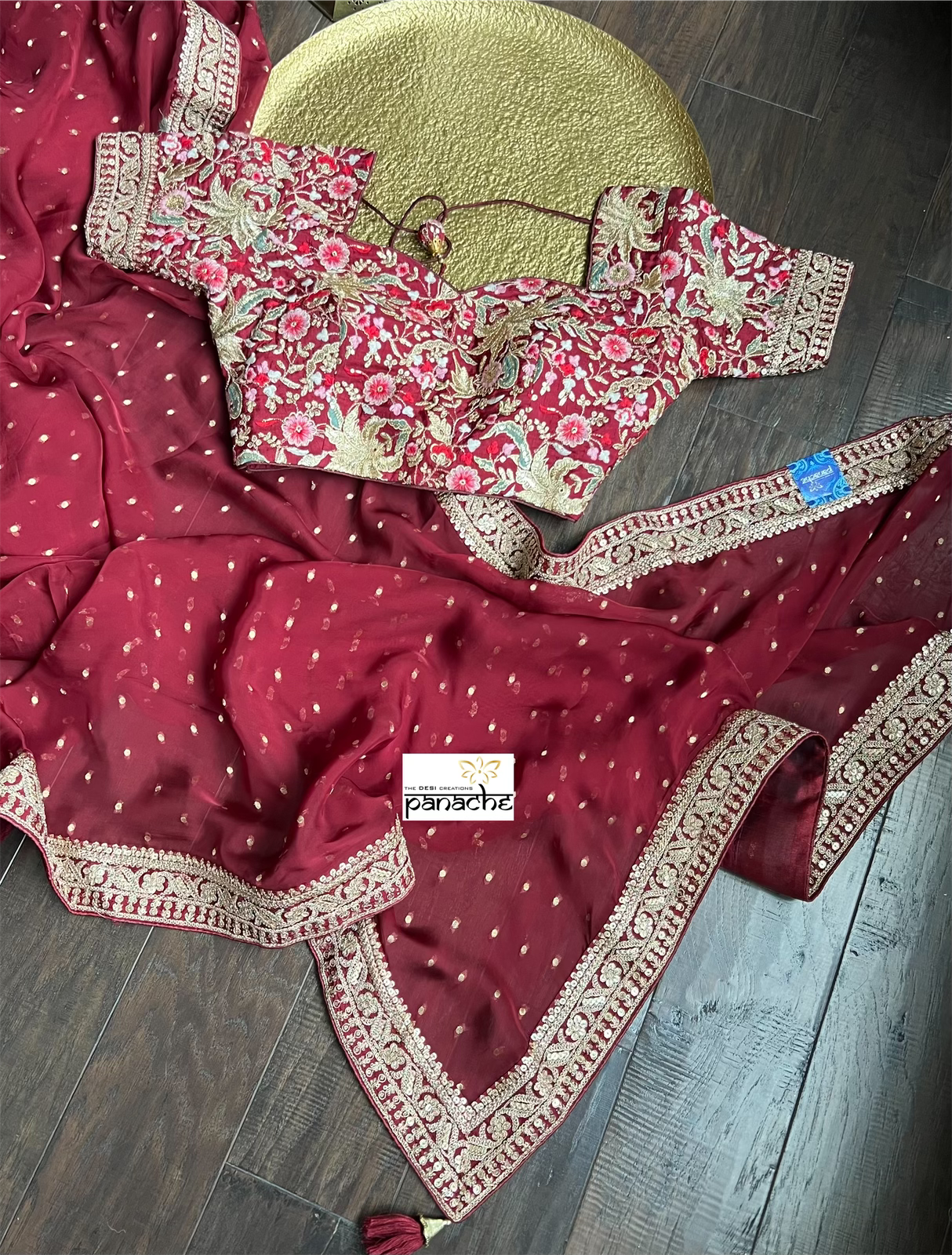 Designer Saree Blouse Pair - Maroon Wine