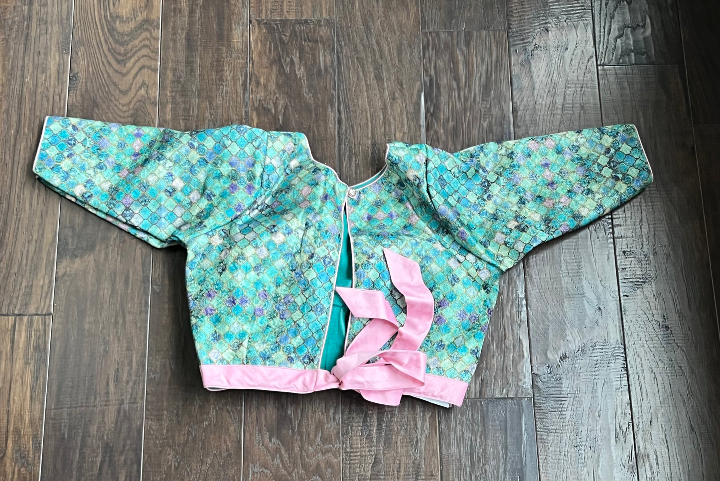 Designer Blouse - Sea Green Pink