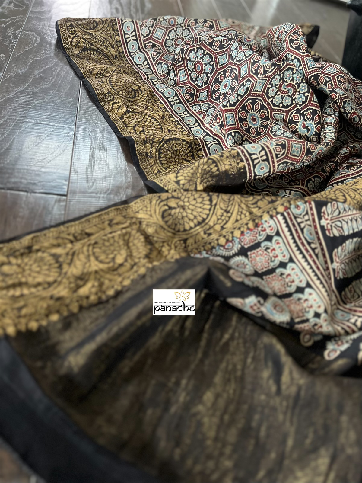 Dola Silk Ajrakh - Black
