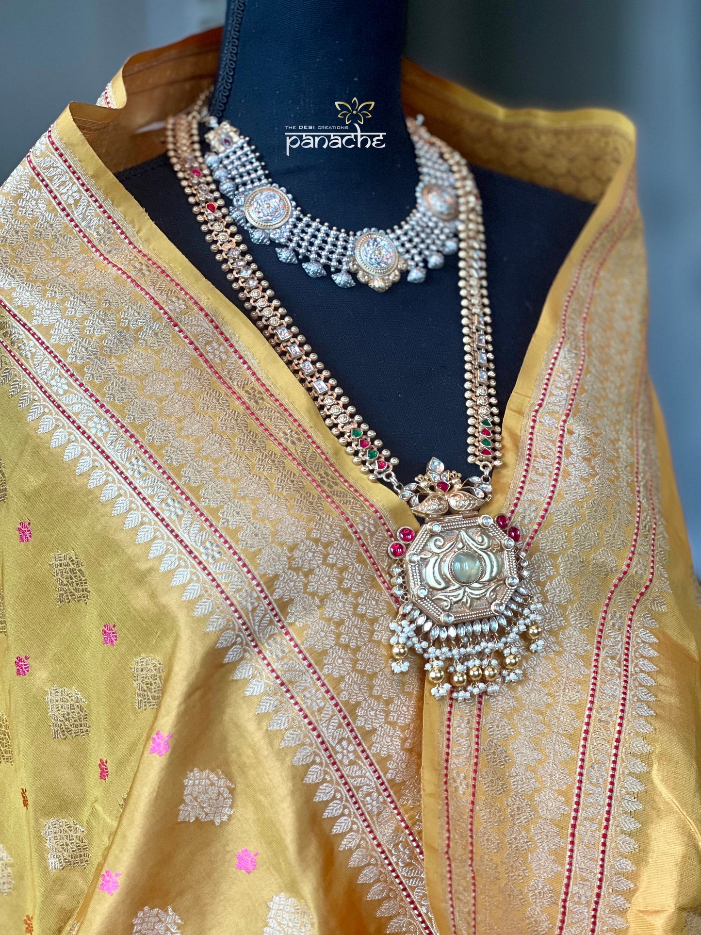Silver 925 Necklace - Temple Dual Tone
