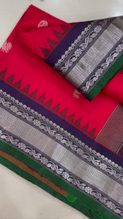 Pure Silk Gadwal - Red Blue