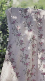 Embroidered Linen Silk- Blush Pink